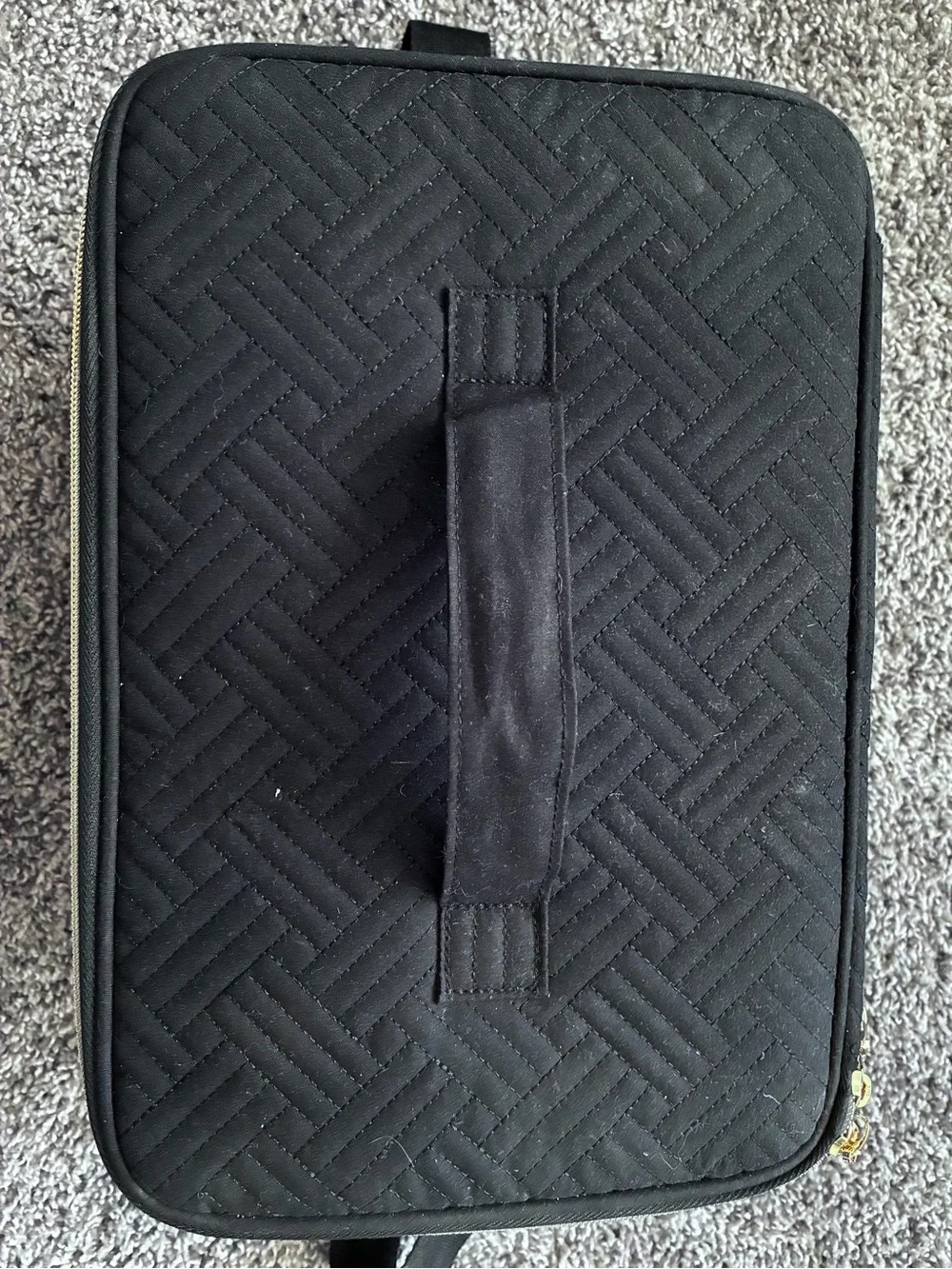 Bagsmart Black Quilted Makeup Train Case with Dual Zippers
